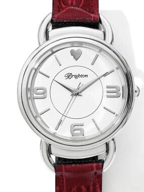 Brighton Silver-Tone Watch with Reversible  Red and Black Leather Strap Helsinki